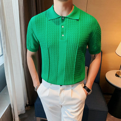 Brand Clothing Men's Summer Knitted Short Sleeve Polo Shirts/Male slim fit  lapel Short sleeve Polo Shirts S-3XL