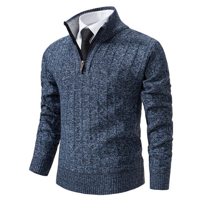 Men's Pullover Autumn And Winter New Knitwear Solid Color With A Bottom Shirt Grab Fleece Warm And Comfortable Sweater