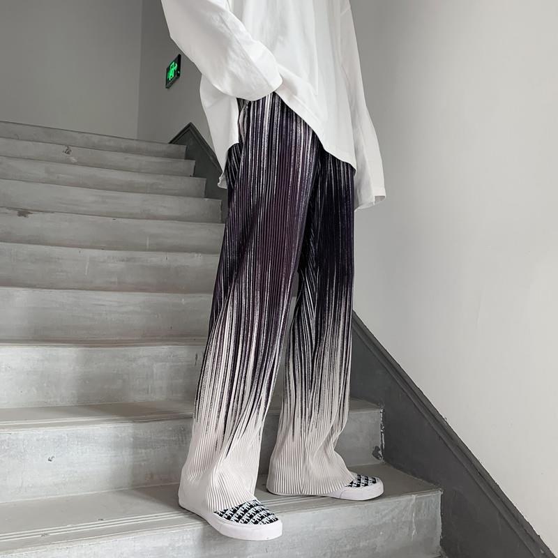 Summer Silk Pleated Man Casual Pants Harajuku Wide Leg Oversize Pants Streetwear Vintage Y2k Pants Clothes Trousers