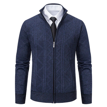 jacket men's autumn and winter warm trend line stand collar knitted cardigan sweater coat