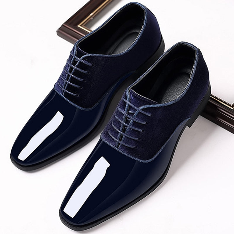 saferido Classic Patent Leather Shoes for Men Casual Business Shoes Lace Up Formal Office Work Shoes for Male Party Wedding Oxfords