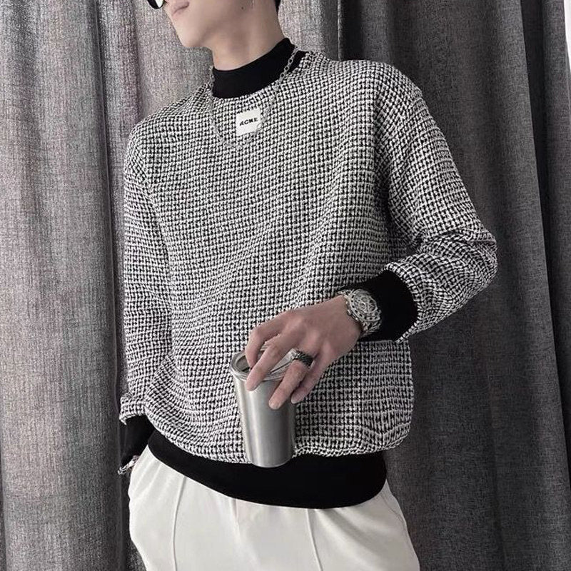 Spring Autumn Korean Casual Slim Basic Sweatshirt Man Long Sleeve Half High Collar Trendy Male Pullovers Tops Streetwear Clothes