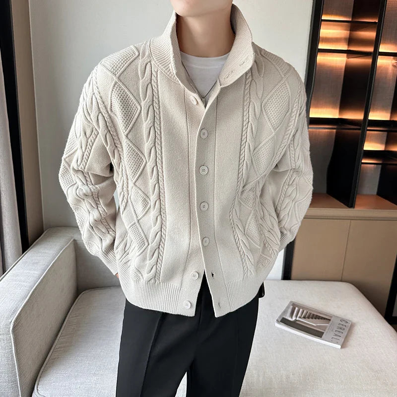 saferido Winter Sweater Cardigan Men Warm Fashion Retro Knit Sweater Jacket Men Korean Loose Cardigan Sweater Mens Jumper Clothes M-3XL