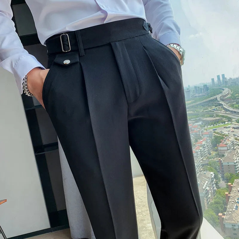 saferido  Brand Clothing Fashion Spring High Quality Slim Fit Business Suit Pants/Male White Black Leisure Dress Trousers 29-36