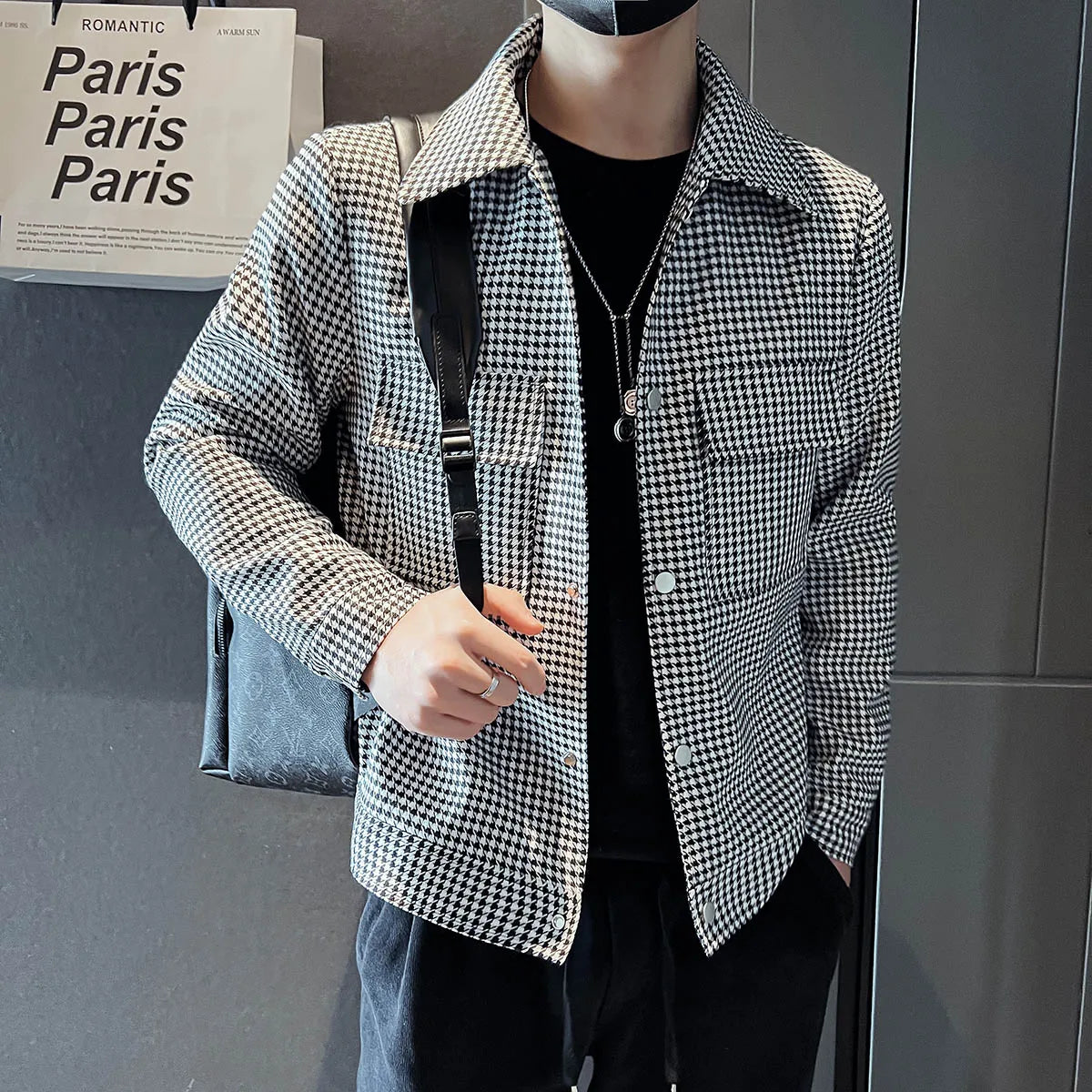 saferido  Men Spring High Quality Casual Jackets/Male Slim Fit Fashion Business Plaid Coats Plus Size S-3XL