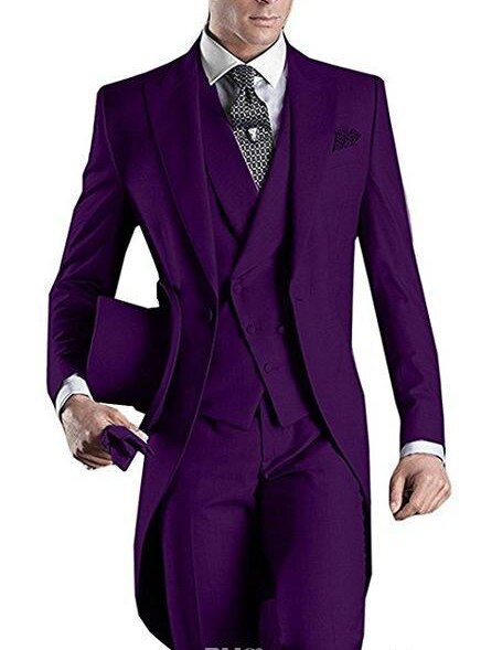 Gray Wedding Men Tail Coat 3 Piece Groom Tuxedo for Formal Prom Male Suits Fashion Set Jacket with Pants Vest