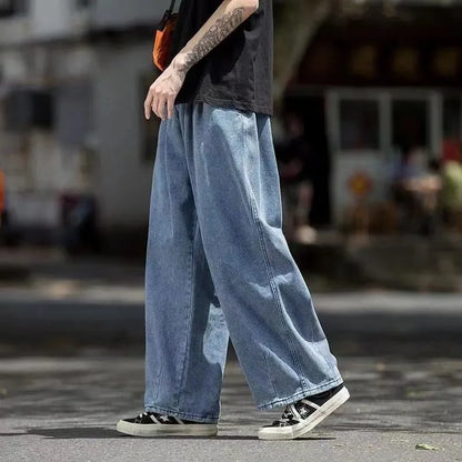 saferido Baggy Jeans Trousers Male Denim Pants Black Wide Leg Pants Men's Jeans Oversize Cargo Korean Streetwear Hip Hop Harajuku