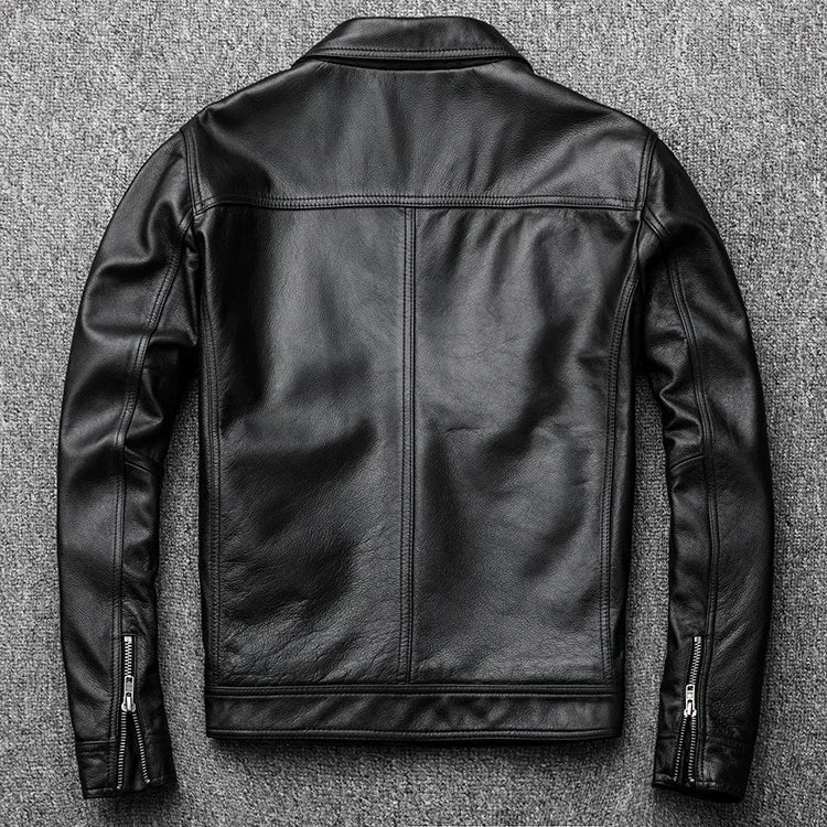 7XL Genuine Leather jacket.Winter casual black Men cowhide clothes.quality plus size leather coat