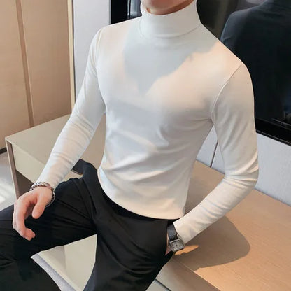 saferido  Clothing Man Spring Autumn Casual Long Sleeve T-shirt/Male Slim Fit Fashion High Collar Pullover Man T-shirts S-4XL