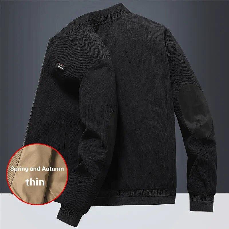 Large Size 7XL New Autumn Winter Stand Collar Slim Jacket Men Fashion Casual Warm Corduroy Outwear Men Thick Cotton Jacket Coat