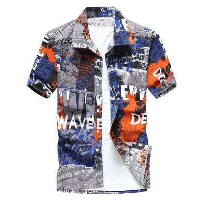 Summer Breathable Hawaiian Shirts Men Coconut Tree Printed Short Sleeve Button Down Vacation Chemise Homme Plus Size 3XL 4XL 5XL