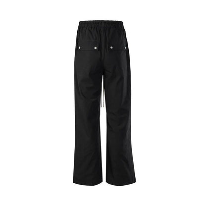 High Street Ro Wide Leg Black Casual Drawstring Trousers Men's Straight Loose Vibe Style Cargos Unisex Oversized Y2K Overalls