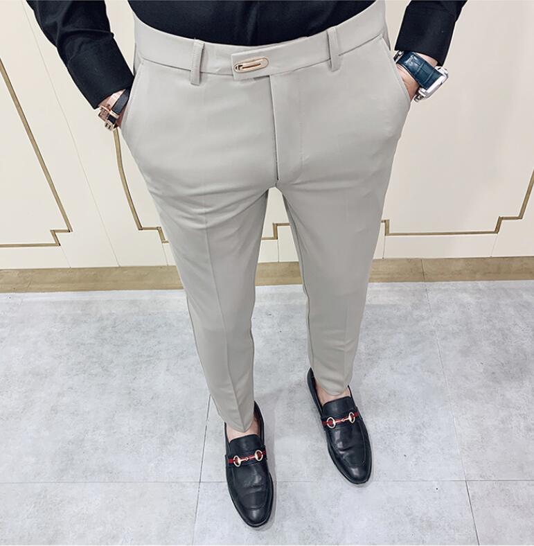 Suit Pants Spring Man Suit Pants Fashion Casual Slim Business Suit Pants Men Wedding Party Work Trousers Classic Large 36