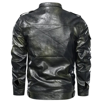 saferido Autumn and Winter New Punk Washed Long Sleeve Solid Color PU Leather Jacket Men's Motorcycle Wear jaqueta masculina