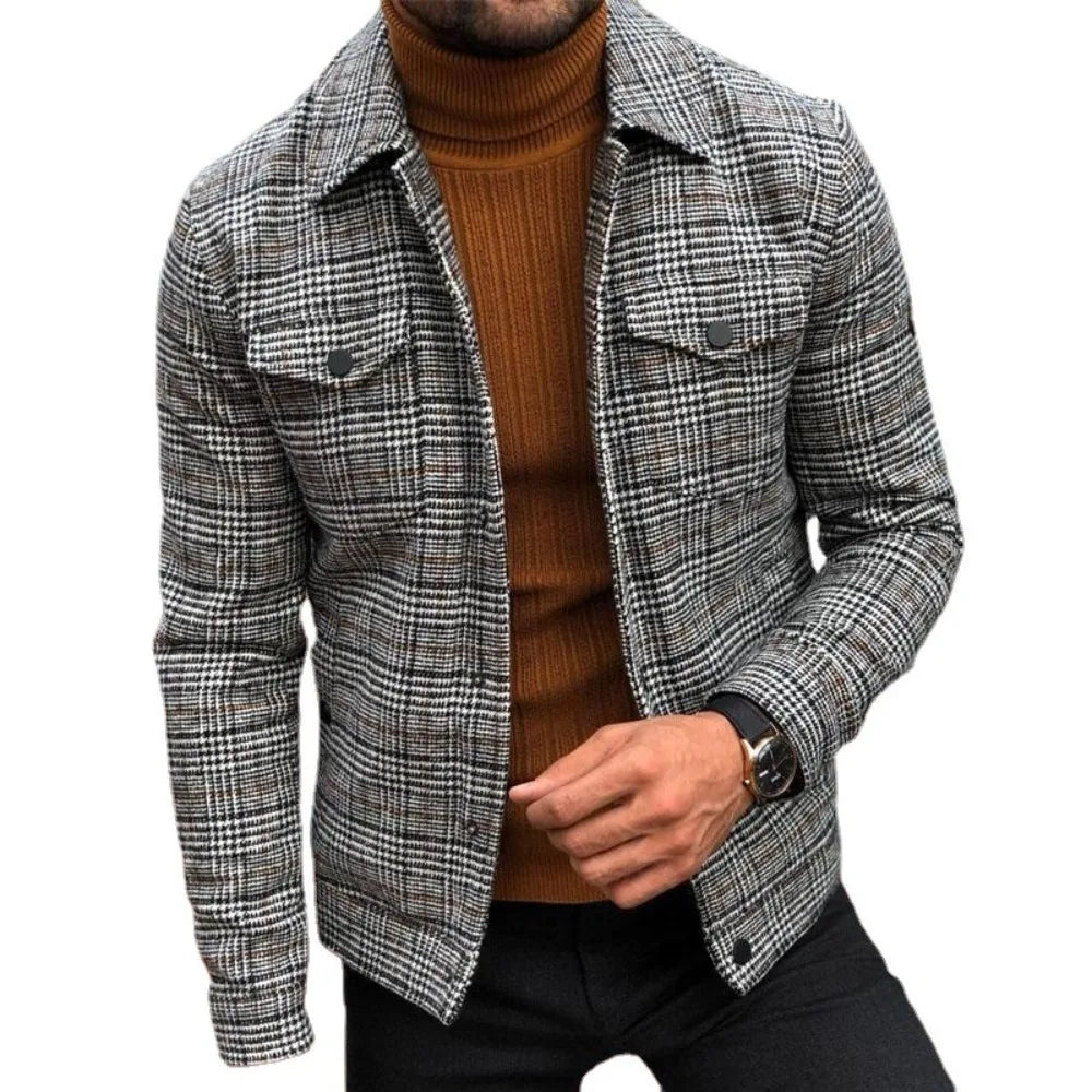 Men's Jacket Slim Casual Fashion Plaid Men's Jacket Top