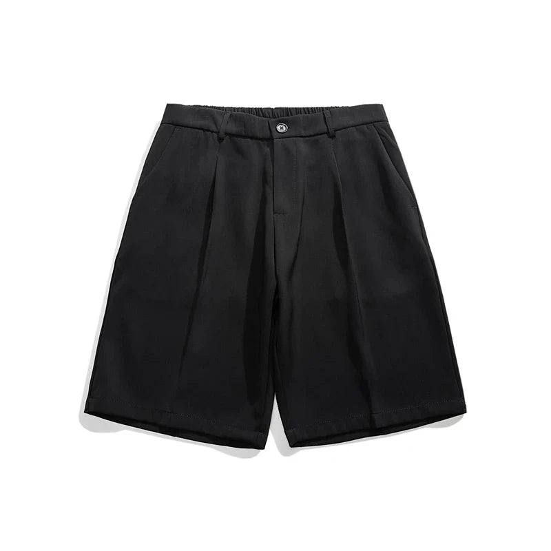 Summer Men's Shorts Straight Fit Knee-Length Short Suit Pant Solid Black Gray Clothing Student Thin Silky Casual Shorts Man