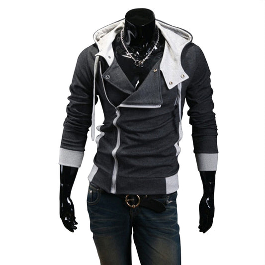 Casual Man Hoodie Sweatshirt Slim Male Zipper Streetwear Cardigan Hoodies Outerwear Black Sportswear Men Hooded Jacket