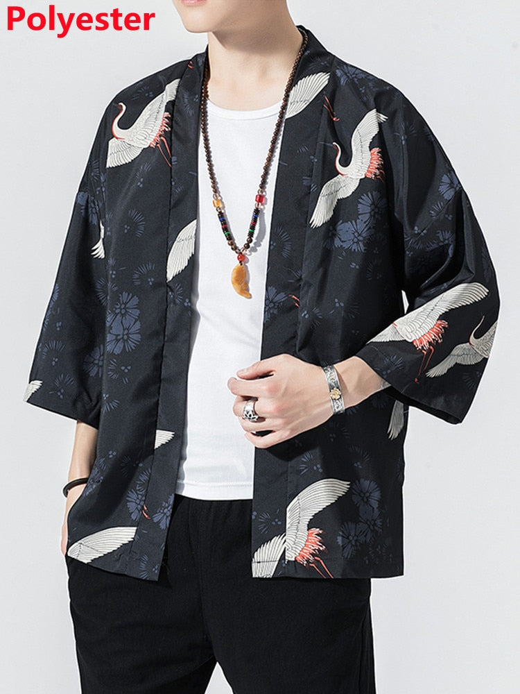 Kimono Japanese Costume Men Coat Harajuku Style Tops Japan Haori Cardigan Chinese Traditional Jacket  Loose Shirt Yukata Coats