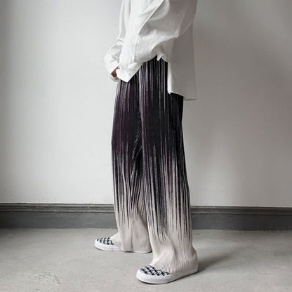 Summer Silk Pleated Man Casual Pants Harajuku Wide Leg Oversize Pants Streetwear Vintage Y2k Pants Clothes Trousers