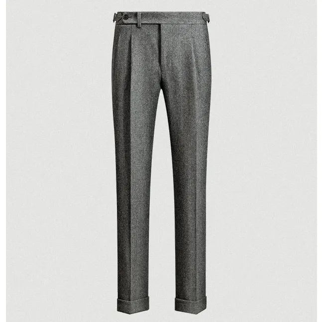 Men's Autumn Winter New High Waist Woolen Trousers Male Tweed Business Casual Pants Men Long Formal Straight Pants