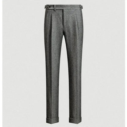 Men's Autumn Winter New High Waist Woolen Trousers Male Tweed Business Casual Pants Men Long Formal Straight Pants