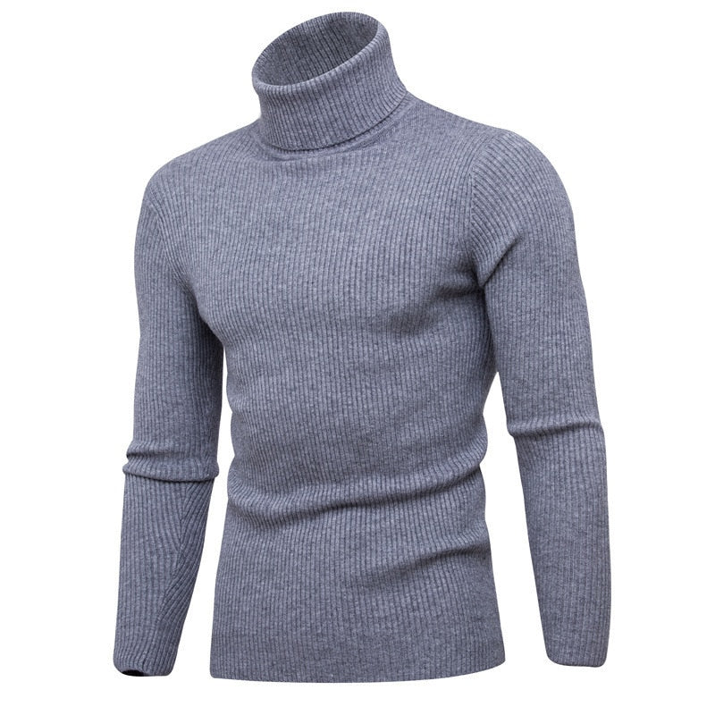 New Autumn Winter Turtleneck Sweater Men Solid Color Casual Knitted Pullovers Sweater Mens Slim Fit Pullover Mens Clothing