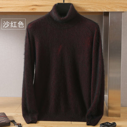 Men's Turtleneck 100% Mink Cashmere Sweater Men Autumn and Winter Large Size Loose Knitted Sweater Keep Warm Top Men Jumper