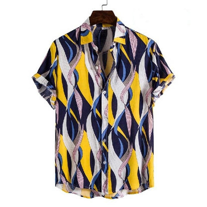 Summer Men For Shirt Holiday Fashion Beach Dot Print Short Sleeve Tops Aloha Clothing Streetwear Mens Hawaiian Shirts 5XL