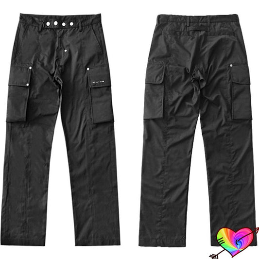 Black 1017 ALYX 9SM Cargo Pants Men Women Multi Metal Button 1:1 ALYX Pants Pockets Slightly Loose Trousers