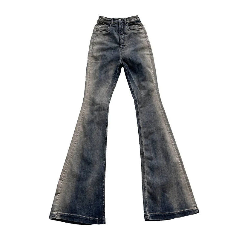 Niche Men Jeans Wash Gradient Floor Mop Casual Trend Vintage New Korean Fashion Flared Pants  High Street