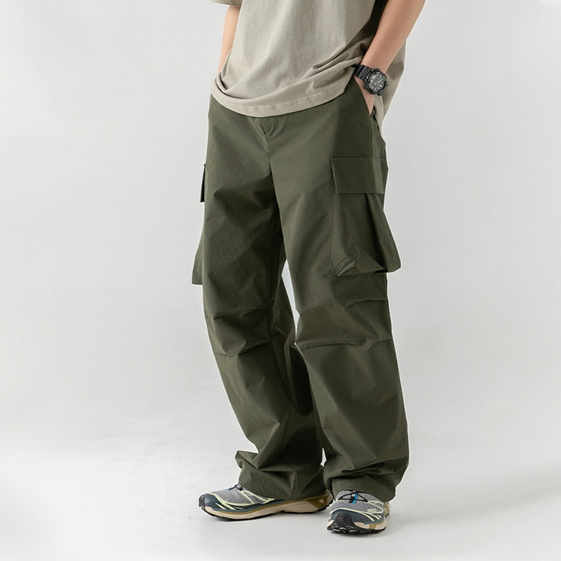 HOUZHOU Techwear Cargo Pants Men Parachute Green Trousers Male Streetwear Hip Hop Spring Summer Pocket Loose Casual Safari Style