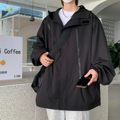 saferido Hooded Jackets Loose Fitting Men's Clothing  Korean Style Clothes Outerwear Man Hoodie Spring Popular Coats Models 2024