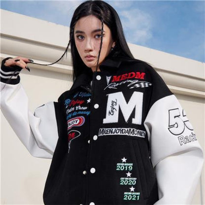 New American Retro Letter Embroidered Jackets Coat Men Y2K Street Hip Hop Trend Baseball Uniform Couple Casual Loose Jacket