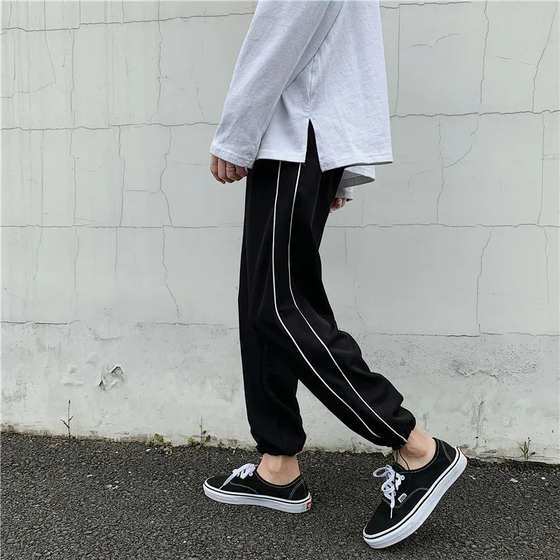 saferido Black Casual Pants Men Fashionable Oversized Sports Pants Men Streetwear Hip-hop Loose Wide Leg Pants Mens Joggers Trousers