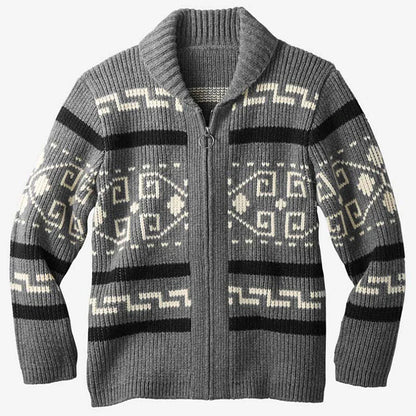 Winter Sweatercoat Men Kintted Sweaters Jacket Autumn Casual Vintage Shawl Collar Zipper Cardigan Jacquard Thick Knitwear Jersey