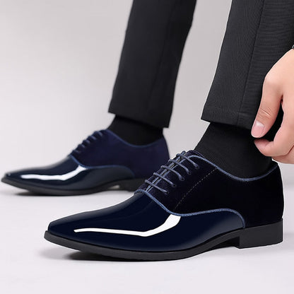 saferido Classic Patent Leather Shoes for Men Casual Business Shoes Lace Up Formal Office Work Shoes for Male Party Wedding Oxfords