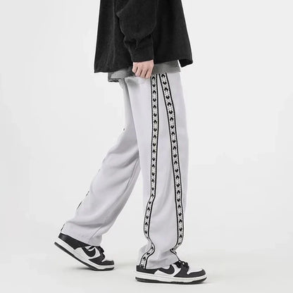 saferido Men's Sweatpants Loose Side Striped Splice Guard Pants Joggers Wide Leg Trousers Male Casual Korean Streetwear Hip Hop