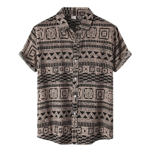 Vintage Men's Clothing Ethnic Style Printed Shirts Casual Streetwear Short Sleeve Tops Mens Loose Hawaiian Oversized Shirt Dazn