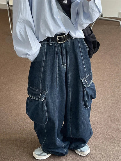 saferido Y2K Baggy Jeans for Women Oversize Denim Cargo Pants Female Wide Leg Trousers Japanese Streetwear Hip Hop Harajuku