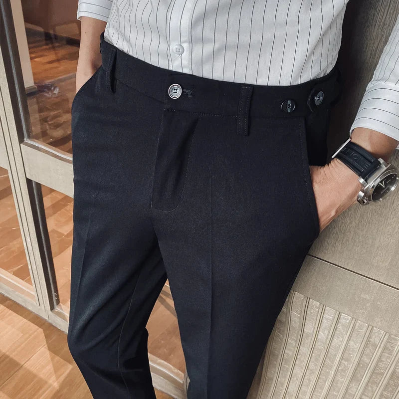 saferido  Brand Clothing Fashion Male Spring High Quality Cotton Business Suit Trousers/Men's Pure Color Leisure Suit Pants 28-34