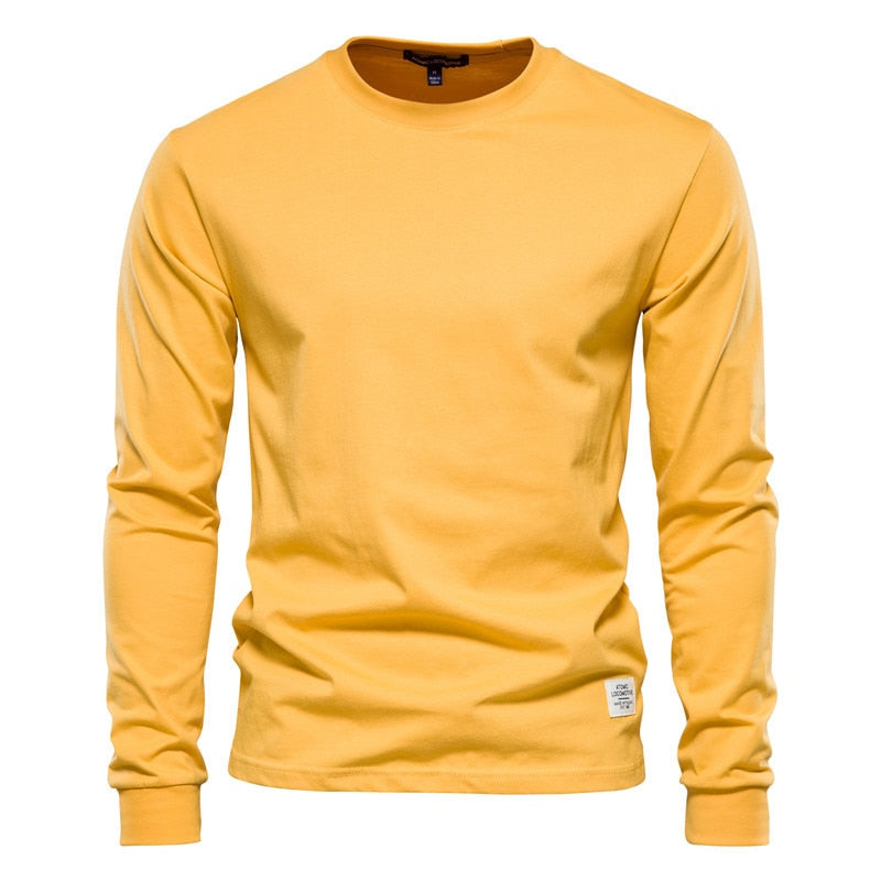 Spring New men T Shirt Fashion O-neck Long Sleeved Cotton Mens Tshirts High Quality  Man T-shirt 12 Color