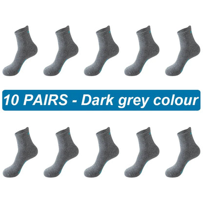 saferido 10Pairs Men Socks Organic Cotton Breathable Sports Socks  Black Casual Athletic New Spring Summer for Male Plus Size EUR38-45