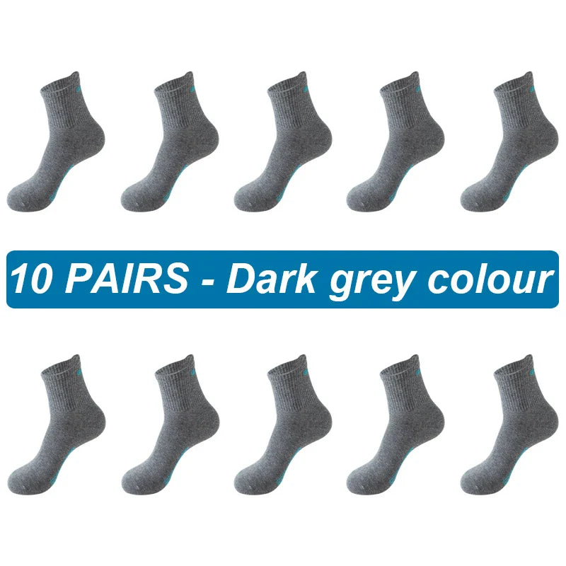 saferido 10Pairs Men Socks Organic Cotton Breathable Sports Socks  Black Casual Athletic New Spring Summer for Male Plus Size EUR38-45