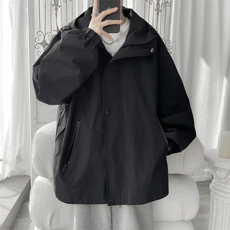 saferido Outerwear Loose Fitting Men Spring Jackets Men's Clothing Men's Korean Style Clothes  Hoodie Popular Hooded Coats