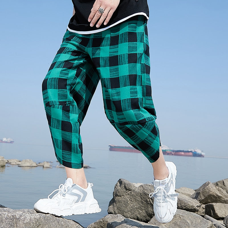 Baggy Cotton Harem Pants Men Summer Japanese Men Women Hip Hop Plus Size Wide Leg Pants Bloomers Calf-Length Pants Joggers