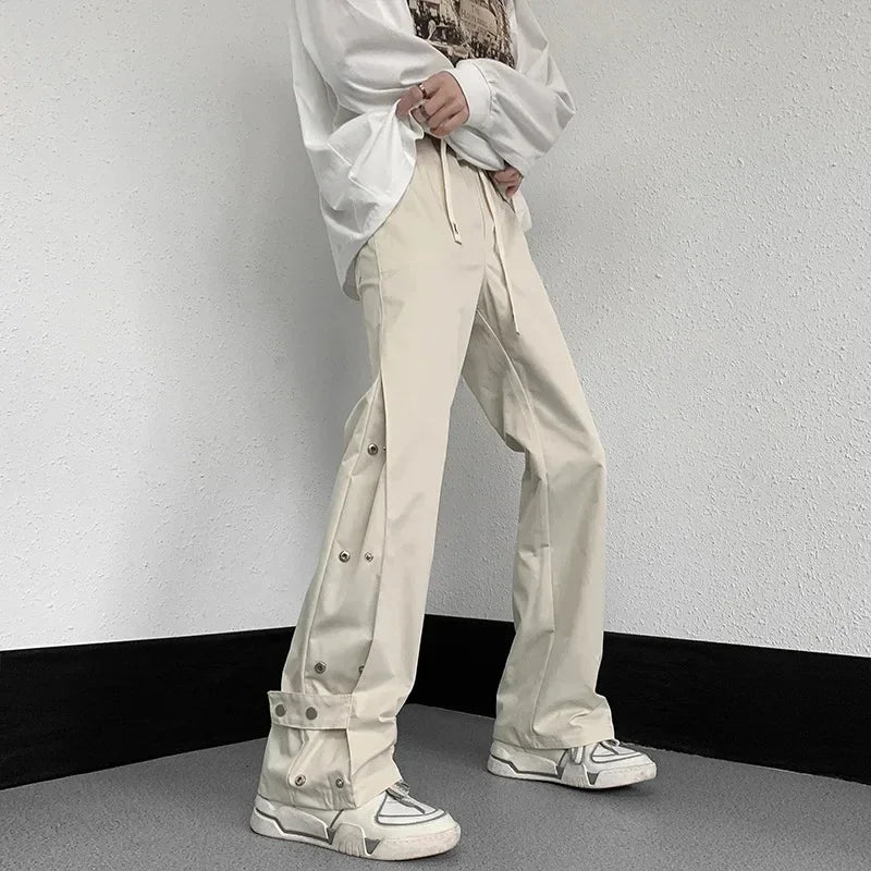 saferido Wide Leg Pants Men Sports Tracksuit Botton Slit Oversize Trousers Male Loose Casual Streetwear Hip Hop Spring and Autumn