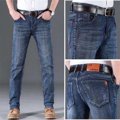 Stretch Men's Jeans Spring Summer New Fashion Casual Business Classic Male Clothing Blue Black Denim Trousers