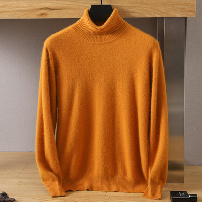 Men's Turtleneck 100% Mink Cashmere Sweater Men Autumn and Winter Large Size Loose Knitted Sweater Keep Warm Top Men Jumper