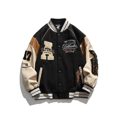 Men's Retro Letter Embroidered Jackets Spring Coat Y2K Hip Hop Trend Baseball Uniform Couple Casual American Street Loose Jacket