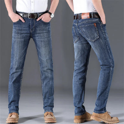 Stretch Men's Jeans Spring Summer New Fashion Casual Business Classic Male Clothing Blue Black Denim Trousers